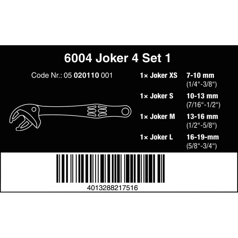 Wera 6004 Joker Cırcırlı Kurbağacık Seti 4 Parça 05020110001
