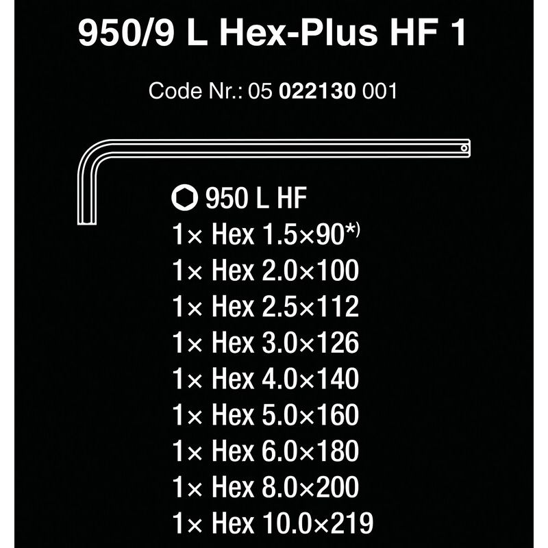 Wera 950/9 L HF HexPlus Krom Uzun Alyan Seti 05022130001