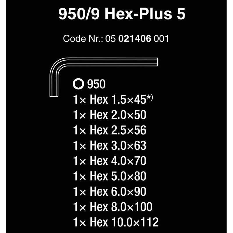 Wera 950/9 HexPlus Krom Alyan Kısa Set 05021406001